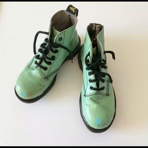 Vintage Doc Martens Size 3 Green Leather Boots
